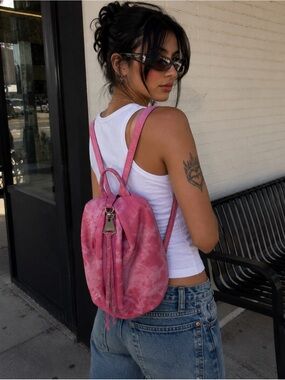 Aimee Kestenberg Pink Tie-Dye Leather Backpack